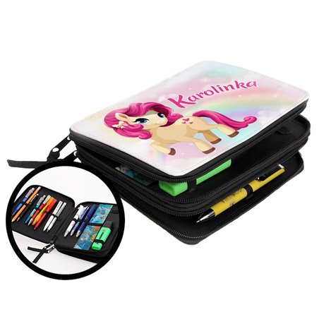 Duży piórnik dwukomorowy dla pierwszoklasisty - Kucyk Pony - zmień imię.