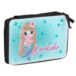 Duży piórnik dwukomorowy dla pierwszoklasisty - Syrenka - zmień imię.