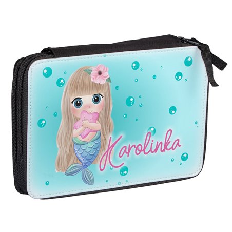 Duży piórnik dwukomorowy dla pierwszoklasisty - Syrenka - zmień imię.