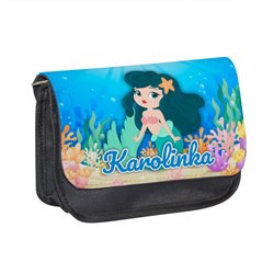 Piórnik personalizowany z imieniem dziecka z grafiką "Mała Syrenka".