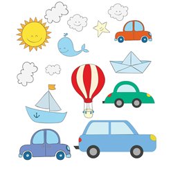 "Autka" - naklejki dekoracyjne do pokoju dziecięcego.