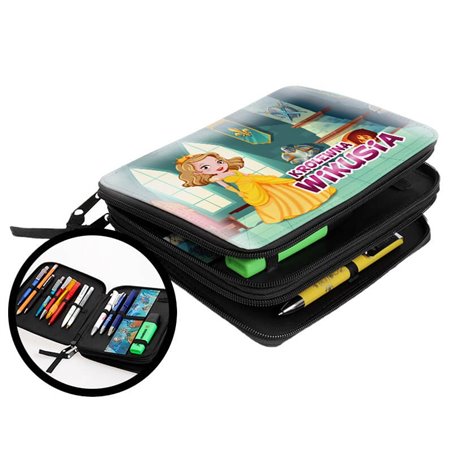 Duży piórnik dwukomorowy dla pierwszoklasisty - Księżniczka w zamku - zmień imię.