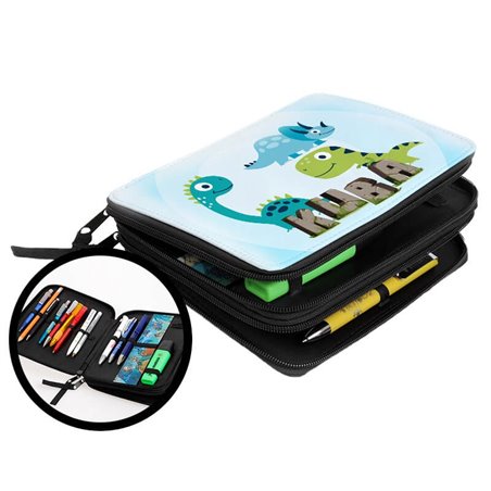 Duży piórnik dwukomorowy dla pierwszoklasisty - Dinozaury - zmień imię.