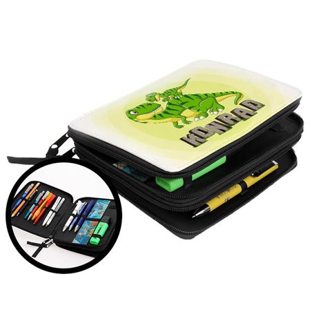 Duży piórnik dwukomorowy dla pierwszoklasisty - Dinozaury - zmień imię.