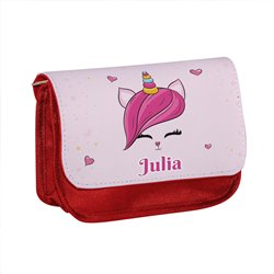 Piórnik personalizowany z imieniem dziecka z grafiką "Jednorożec Buźka".