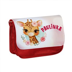 Piórnik personalizowany z imieniem dziecka z grafiką "Żyrafka".