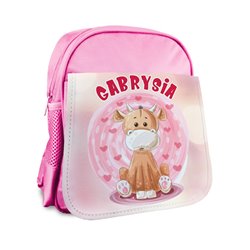 Plecak dla przedszkolaka - Krówka z imieniem.