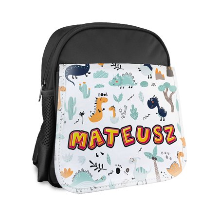 Plecak dla przedszkolaka - Dinozaury z imieniem- różne kolory i wzory.