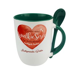 Kubek z łyżeczką dla nauczyciela "Wielkie serce by kształtować małych ludzi". 2