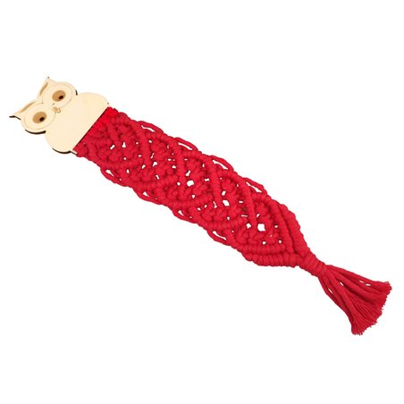 Zestaw: czerwona pleciona podkładka pod kubek oraz czerwona zakładka do książki- specjalnie dla nauczyciela.