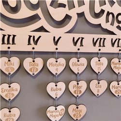 Urodziny mojej rodziny "Family & Friends" (wersja angielska)- kalendarz z grawerem. 2