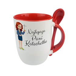 Kubek z łyżeczką dla nauczyciela "Najlepsza Pani Katechetka".