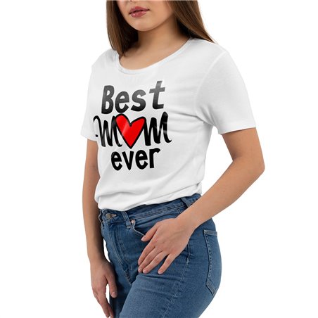 Koszulka z nadrukiem biała (T-shirt) "Best Mom ever".