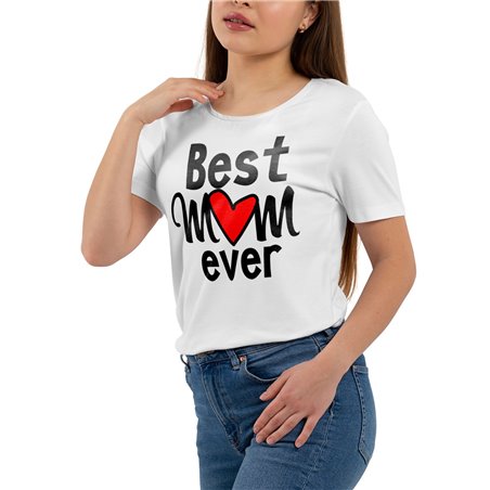 Koszulka z nadrukiem biała (T-shirt) "Best Mom ever".