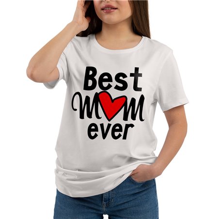 Koszulka z nadrukiem biała (T-shirt) "Best Mom ever".