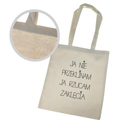 Torba ekologiczna bawełniana z długimi uszami z tekstem "Ja nie przeklinam" 2