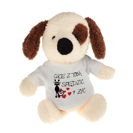 Piesek z grafiką "9 żyć"- 22cm.