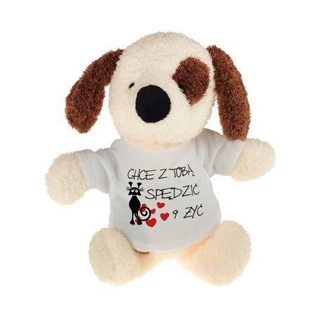 Piesek z grafiką "9 żyć"- 22cm.