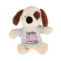 Piesek z grafiką "Weź nie pytaj, weź się przytul"- 22cm.