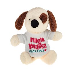 Piesek z imionami zakochanych oraz ważną datą- 22cm.