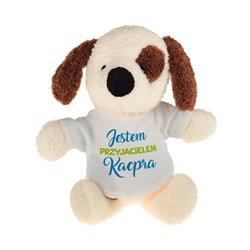 Piesek dla dziecka z grafiką "Przyjaciel"- 22cm. 2