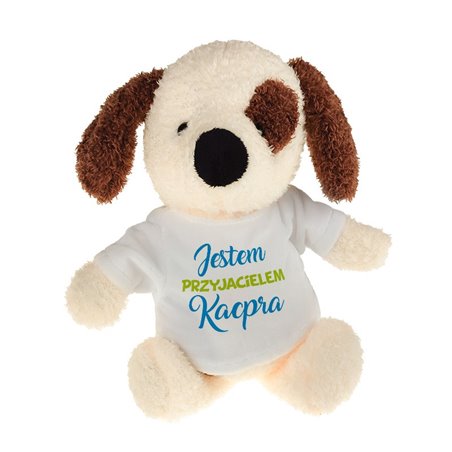 Piesek dla dziecka z grafiką "Przyjaciel"- 22cm.
