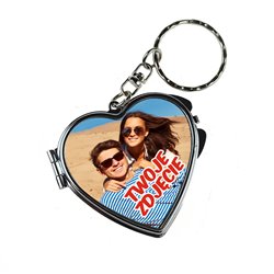 Metalowy brelok lusterko z 2 zdjęciami - idealny na prezent dla kobiety. 2