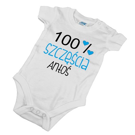 Body dla maluszka z napisem - 100 % szczęścia z imieniem dziecka.