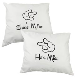 Zestaw poduszek dla pary "She's mine / He's mine" - 60 x 50cm- prezent z okazji ślubu.