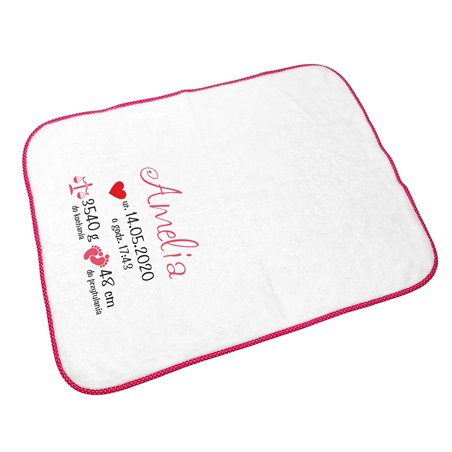 Kocyk z imieniem dla noworodka z metryczką.