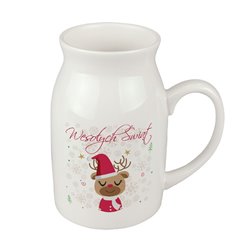 Kubek dzbanek ze świątecznym wzorem- prezent na święta.