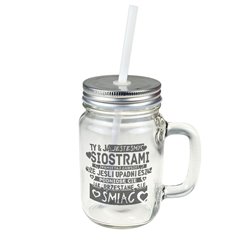 Kubek słoik "Ty i Ja jesteśmy siostrami"- prezent dla siostry lub najlepszej przyjaciółki.