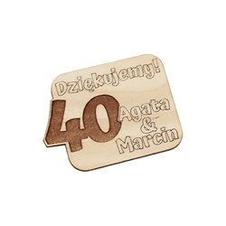 Drewniane magnesy na lodówkę - podziękowania dla gości -rocznica ślubu.