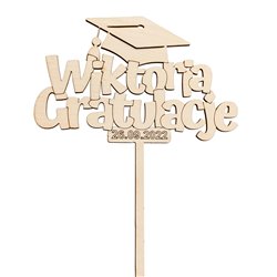 Topper na tort "Gratulacje" - z imieniem solenizanta- dla magistrów, doktorów, maturzystów i laureatów.