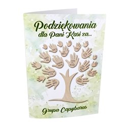 Podziękowania dla nauczyciela - drzewko- kartka A4 z miejscem do wpisania życzeń.