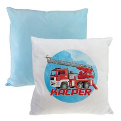 Pluszowa poduszka "Straż Pożarna" - personalizacja - podaj imię- niebieski tył.