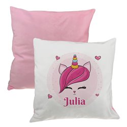 Pluszowa poduszka "Jednorożec" - personalizacja - podaj imię- różowy tył.
