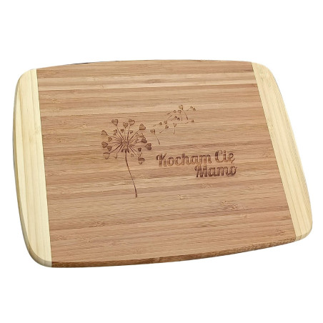 Deska do krojenia, bambusowa FLORINA BORDO - z grawerem "Kocham Cię Mamo" - super prezent na dzień mamy.