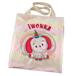 Torba holograficzna różowa dla dziewczynki z imieniem-...