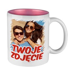 Kubek biały z perłowym środkiem z Twoim zdjęciem, grafiką lub tekstem.