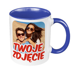 Kubek kolorowy 330 ml z Twoim zdjęciem, grafiką lub tekstem - niebieski. 2