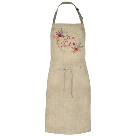 Kolorowy fartuch z nadrukiem "Nasza Babcia" - idealny prezent na dzień babci.