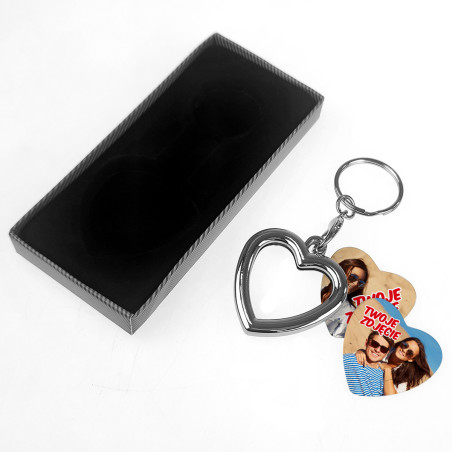 Metalowy brelok serce z 2 zdjęciami - dwustronna ramka- idealny na prezent.