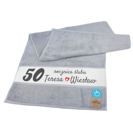 Ręcznik 50 x 100cm z okazji rocznicy ślubu- wybierz kolor.