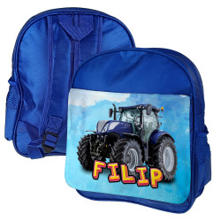 Plecak dla przedszkolaka niebieski- Traktor z imieniem.