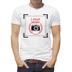 Koszulka dla Fotografa - "I shoot people" - wzór z klatką...