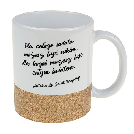 Kubek z brokatowym paskiem "Dzień dobry Piękna"- pasek złoty bądź różowy.