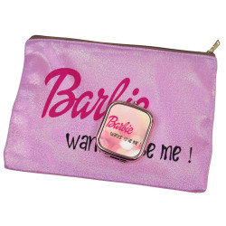 Zestaw kosmetyczka różowa z brokatem oraz lusterko różowe...