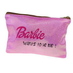 Super kosmetyczka różowa z brokatem - Barbie want to be me. 2