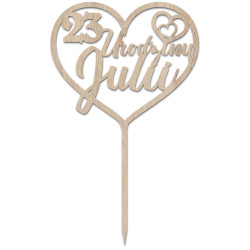 Topper na tort na urodziny -  serce z imieniem solenizanta.